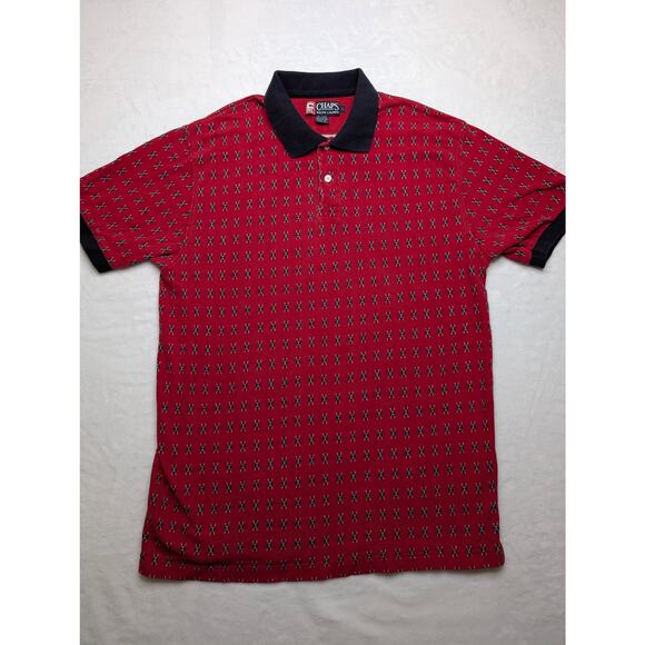 Chaps Ralph Lauren Vintage Mens Polo Shirt - Large Red Diamond Pattern - Picture 3 of 8